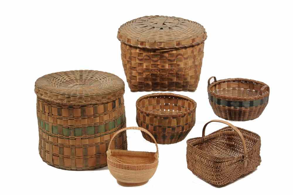 Appraisal: MAINE NATIVE AMERICAN BASKETS - All early th c including