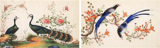 Appraisal: Group of Ten Watercolor Paintings on Pith of Birds th