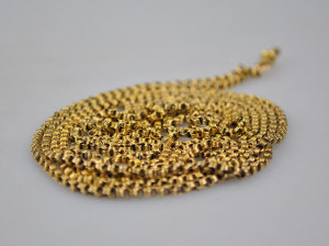 Appraisal: Victorian yellow gold belcher guard chain with swivel cm approx