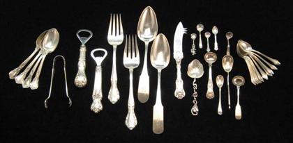 Appraisal: Thirty-two piece sterling coin and silver flatware Total Wt oz