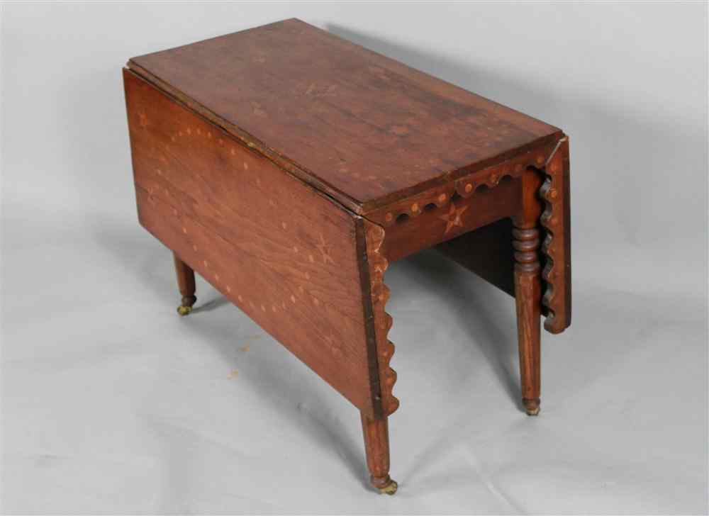 Appraisal: AMERICAN INLAID WALNUT FOLK ART MASONIC TABLE PROBABLY SOUTHERN STATES