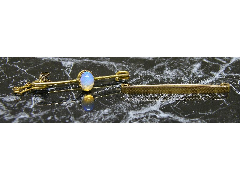 Appraisal: Gold opal mounted bar brooch mm together with a ct