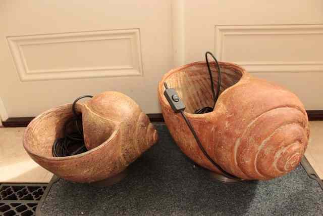 Appraisal: TWO POTTERY TABLE LAMPS in the form of shells the