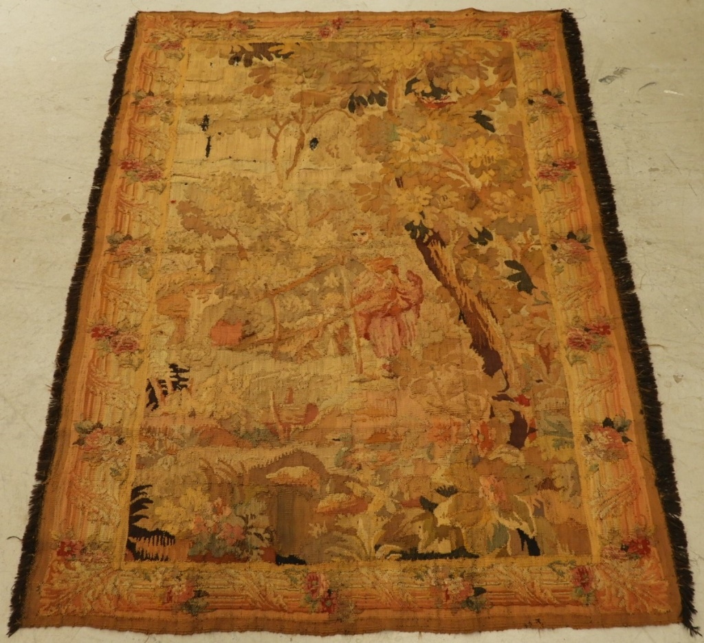 Appraisal: C FRENCH SCENIC WALL HANGING TAPESTRY TEXTILE France th CenturyDepicting