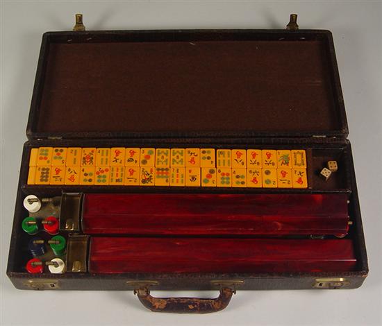 Appraisal: Mah-Lowe Bakelite Mahjong Set in Case Circa E S Lowe