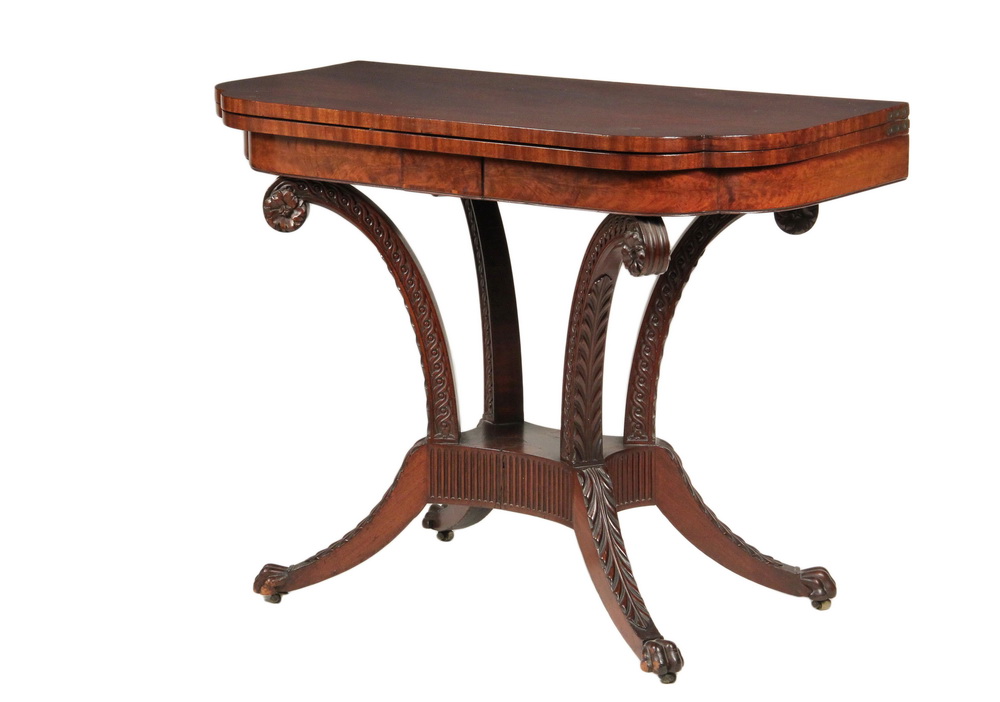 Appraisal: CARD TABLE - Attributed to Duncan Phyfe Early th c