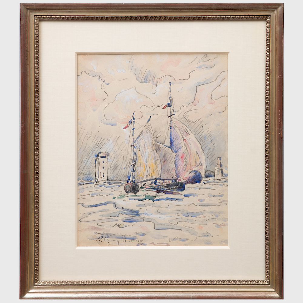 Appraisal: After Paul Signac - Bateaux Watercolor over pencil on paper