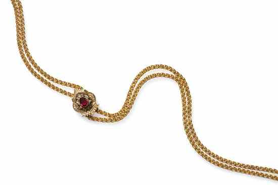 Appraisal: A Victorian Karat Yellow Gold Garnet and Pearl Longchain with