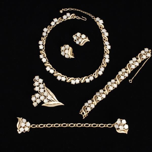 Appraisal: Trifari Lily of the Valley pc Necklace Bracelet Pin Clip