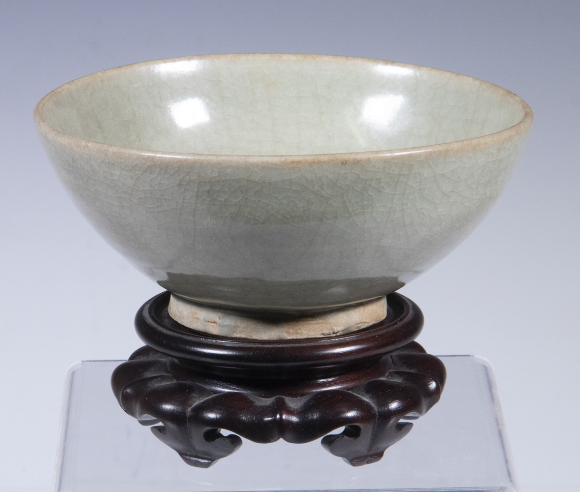 Appraisal: CHINESE CELADON BOWL Song Style Longquan Celadon Glazed Footed Pottery