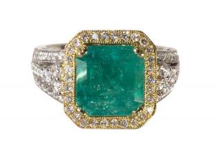 Appraisal: Emerald diamond k white and yellow gold ring Emerald diamond