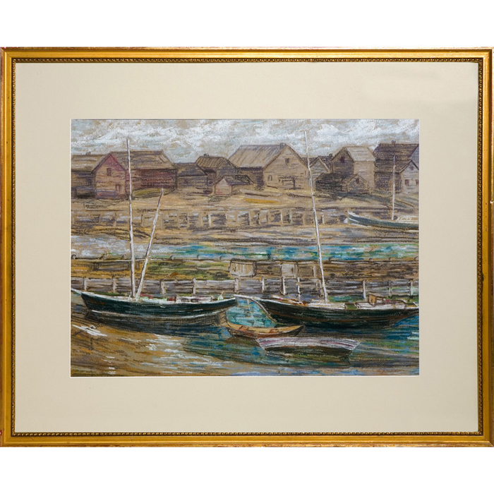 Appraisal: Charles Kaelin American b Gloucester Harbor Scene pastel paper signed