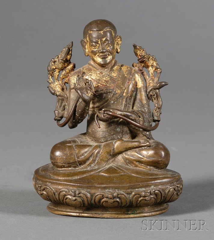 Appraisal: Bronze Image Tibet th century seated figure of a Lama