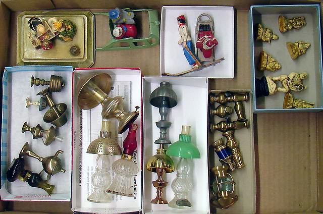 Appraisal: Lot Many styles of lamps including glass perfume bottles brass