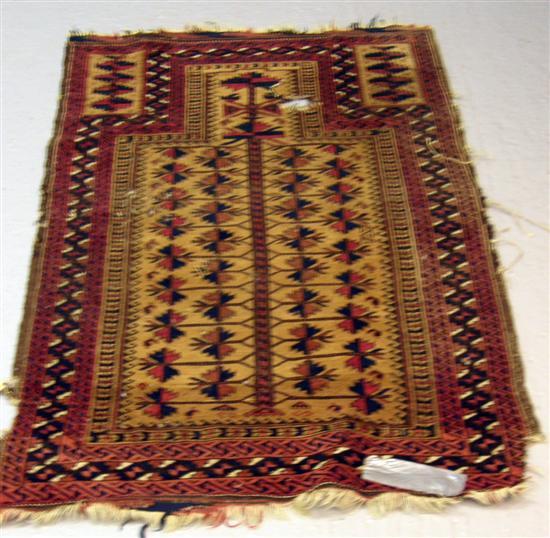 Appraisal: Red ground Persian prayer mat h w in