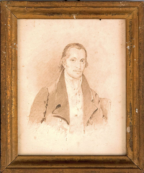 Appraisal: American School early th c watercolor and pencil portrait of