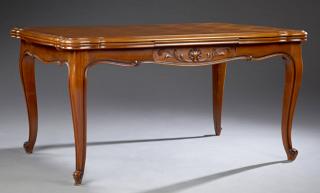 Appraisal: French Louis XV Style Carved Cherry Parquetry Inla French Louis