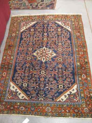 Appraisal: Hamadan Persian Handmade Rug stylized floral reds blues ivory tan