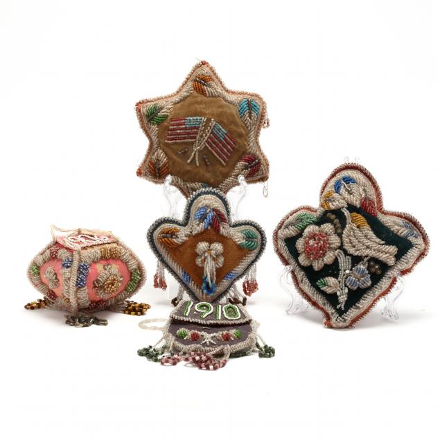 Appraisal: FIVE NATIVE AMERICAN BEADWORK WHIMSY SOUVENIRS Early th century likely