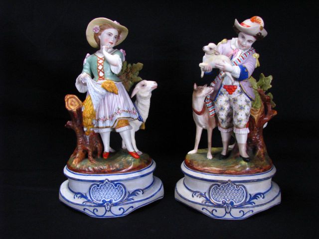 Appraisal: Pair of French porcelain figural groupings depicting male and female