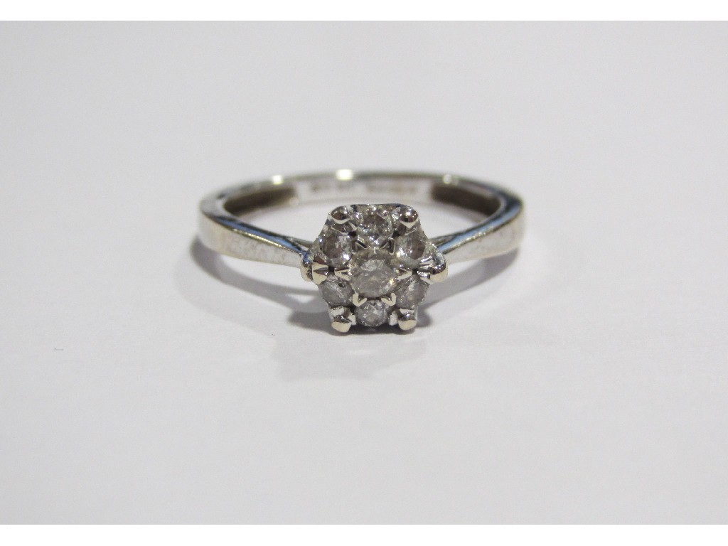 Appraisal: Nine carat white gold diamond cluster ring