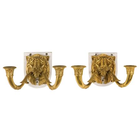 Appraisal: Pair of Empire Gilt-Bronze Two-Light Sconces Estimate -