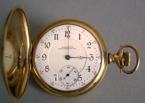 Appraisal: -jewel pocket watch signed F H Ewald Coatesville PA