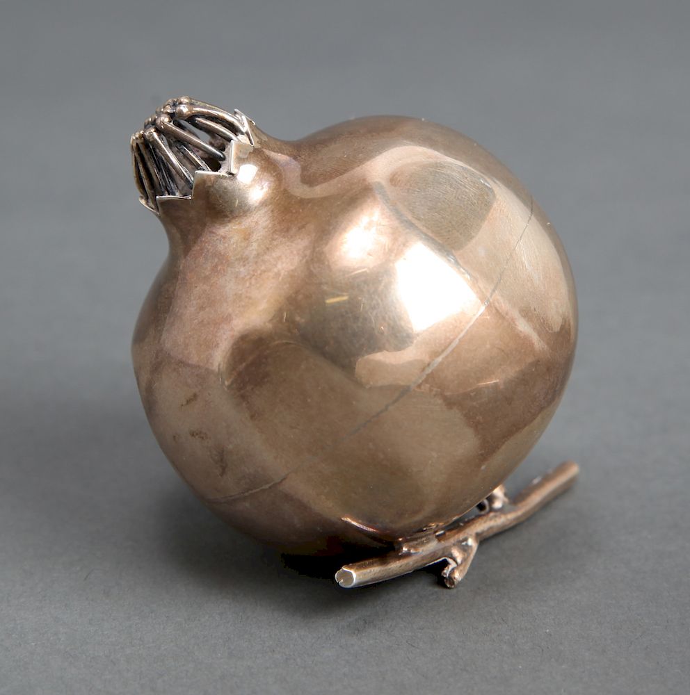 Appraisal: Ilias Lalaounis Greek Silver Pomegranate Sculpture Ilias Lalaounis Greek sterling