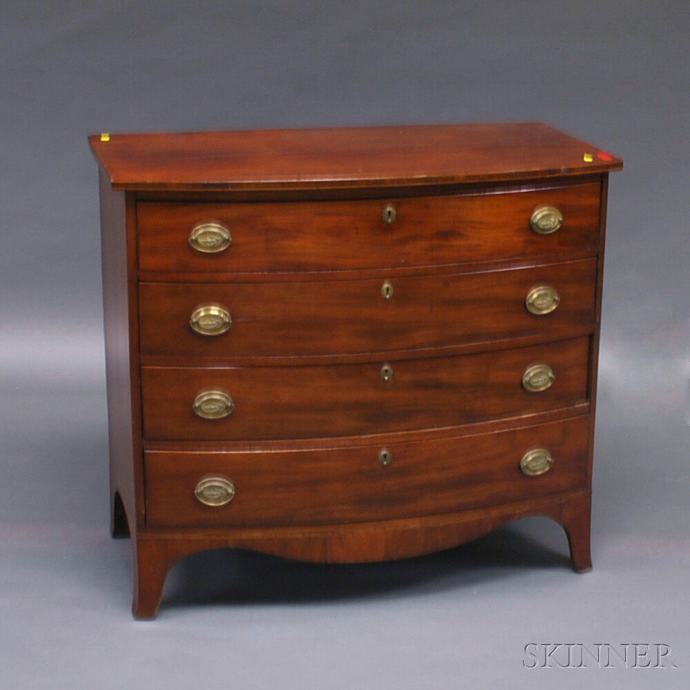 Appraisal: Federal Inlaid Mahogany Bow-front Chest of Drawers probably Massachusetts c