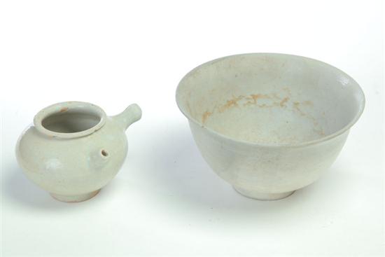 Appraisal: TWO BOWLS Asian possibly th century ceramic Footed bowl with