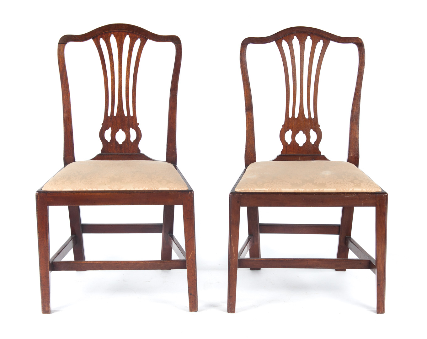 Appraisal: Pair of George III mahogany side chairs Hepplewhite style late