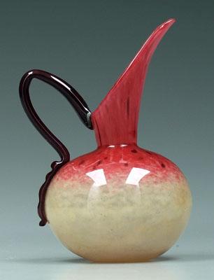 Appraisal: Schneider art glass pitcher mottled red and cream body sharply