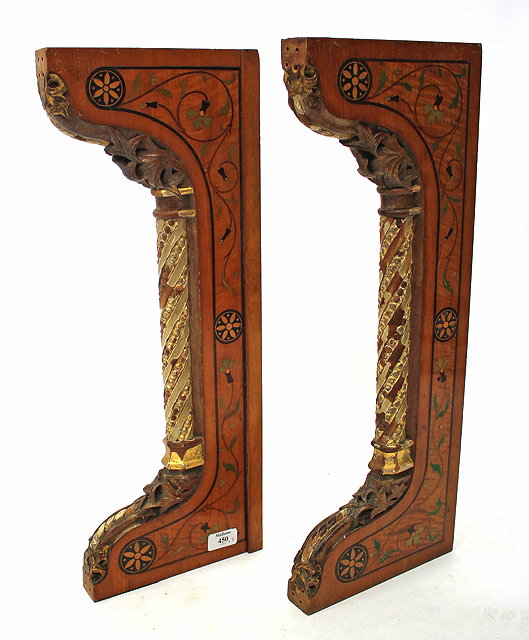 Appraisal: A PAIR OF TH CENTURY SATINWOOD WALL BRACKETS with inlaid