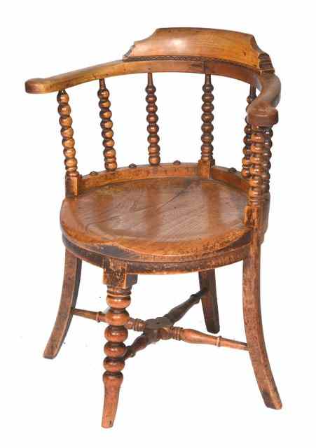 Appraisal: A PAIR OF VICTORIAN ASH AND ELM SMOKERS CHAIRS with