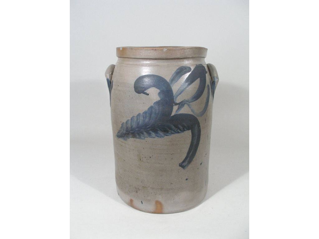 Appraisal: Stoneware Decorated Four Gallon Storage Jar salt glaze American probably