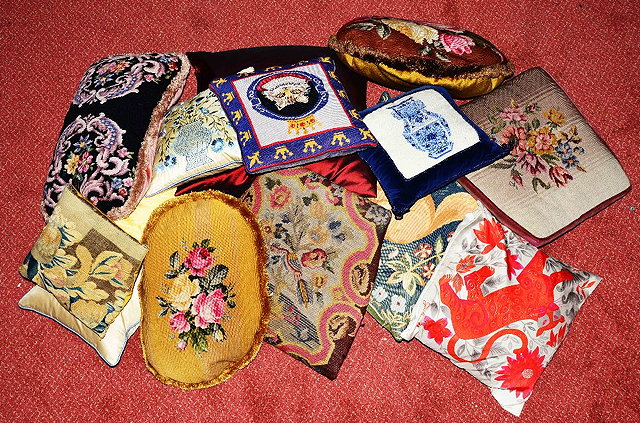 Appraisal: A COLLECTION OF THIRTEEN VARIOUS NEEDLEWORK AND OTHER CUSHIONS