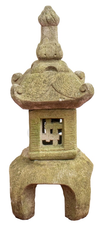 Appraisal: CEMENT PAGODA GARDEN ORNAMENT Charming cast stone pagoda landscape ornament