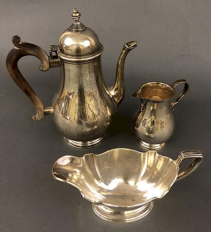 Appraisal: Sterling Silver Coffee Pot Grouping Sterling silver coffee pot by