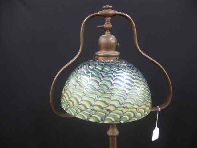 Appraisal: Handel Floor Lampwith Art Glass shade by Lundberg beautiful irridescent