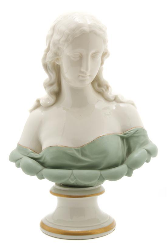 Appraisal: Worcester Bust depicting a classical maiden with gilt highlights Height