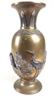 Appraisal: Japanese Meji period mixed metals bronze vase silver copper applied