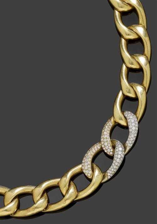 Appraisal: GOLD AND DIAMOND NECKLACE WITH BRACELET Yellow and white gold