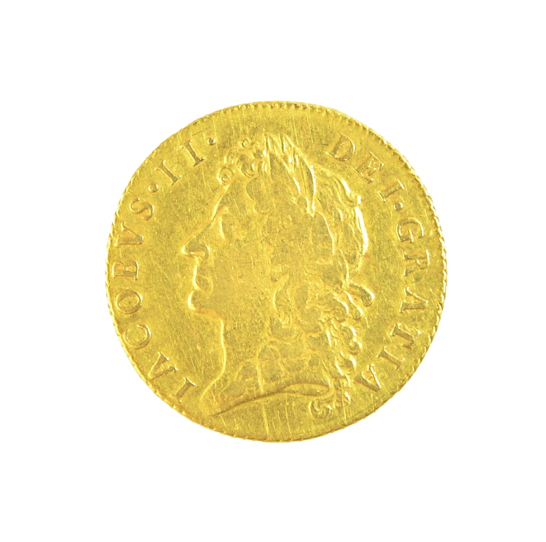 Appraisal: A James II guinea with traces of prior mounting to