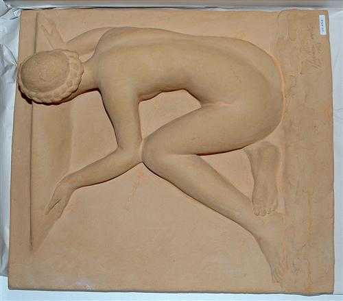 Appraisal: HUGUENIN-DUMITTAN ANDRE La-Chaux-de-Fonds Octobre Bas relief en terre rouge Sign