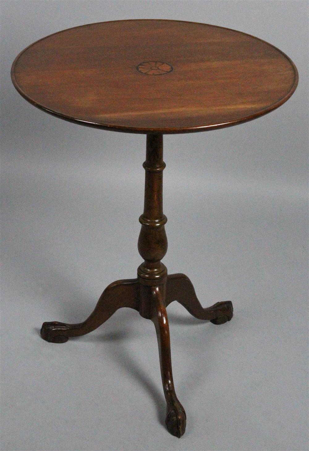 Appraisal: CHIPPENDALE MAHOGANY TILT TOP TRIPOD TABLE incorporating period elements the