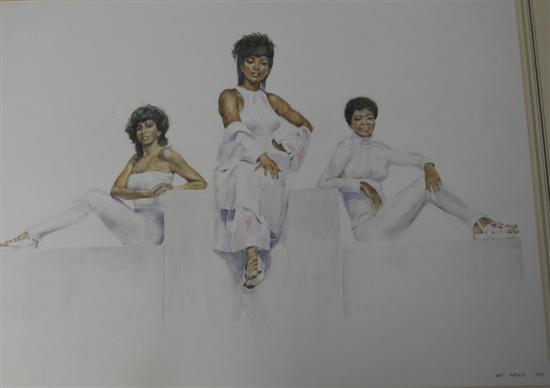 Appraisal: Wilfred G May watercolour of The Three Degrees signed and