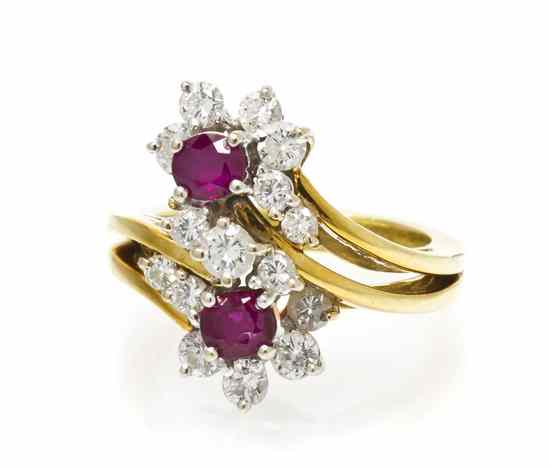 Appraisal: An Karat Yellow Gold Ruby and Diamond Ring containing two