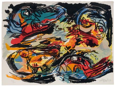 Appraisal: KAREL APPEL Abstract Composition Color lithograph x mm x inches