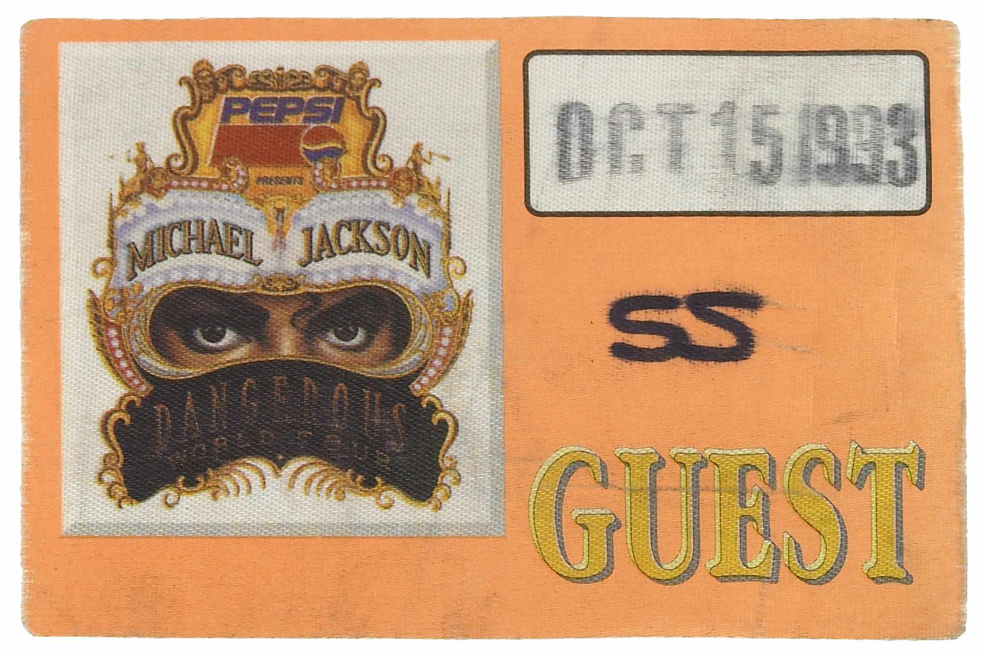 Appraisal: Michael Jackson guest pass for the Dangerous tour October Printed