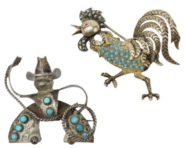 Appraisal: lot of Brooches pins including Southwest silver content unknown cowboy